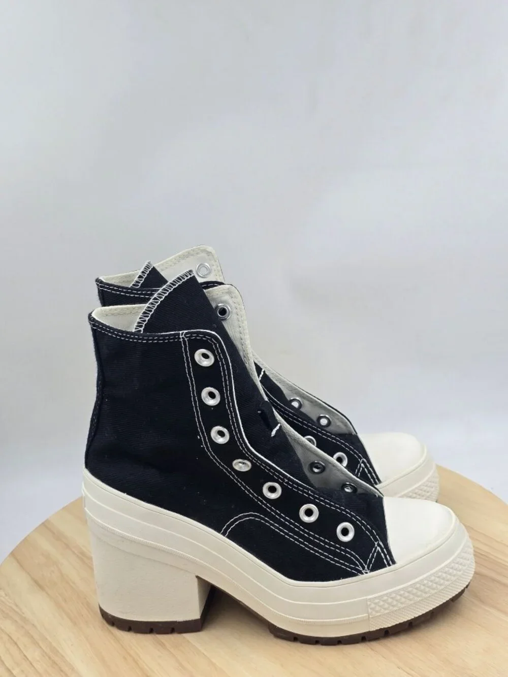 Converse Chuck 70 De Luxe Heel Platform  Black Egret Sneakers A05347C Womens 6